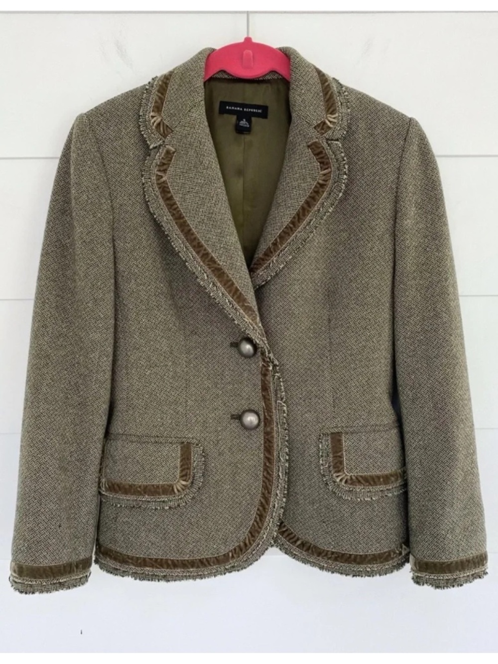 Vintage Banana Republic Wool Blend Herringbone Tweed Blazer 4